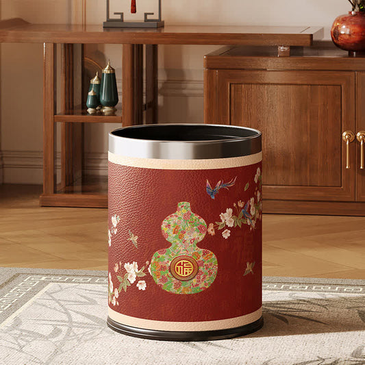 Ownkoti Traditional Oriental Floral Gourd Waste Bin - image 0