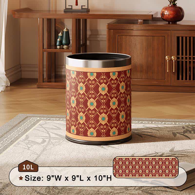 Ownkoti Elegant Oriental Lattice Leather Waste Bin  - image 2