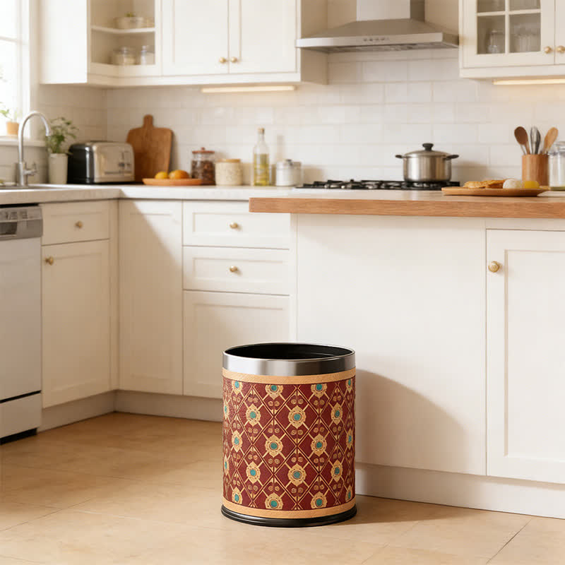 Ownkoti Elegant Oriental Lattice Leather Waste Bin  - image 1