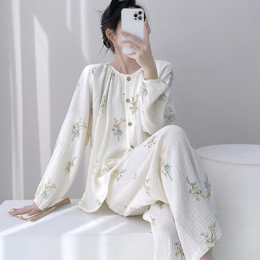Ownkoti Bouquet Double Gauze Cotton Loungewear Set - White - XXL - image 0