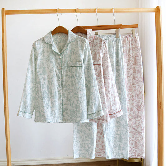 Ownkoti Jungle Mushroom & Bunny Cotton Gauze Pajamas - image 0