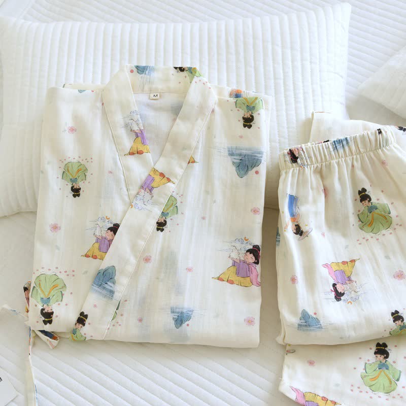 Ownkoti Oriental Cartoon Princess Cotton Kimono Pajamas - image 1