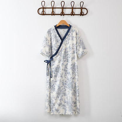 Ownkoti Country Style Padded Tie Nightgown with Pocket - image 3