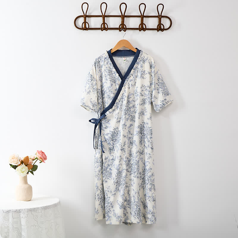 Ownkoti Country Style Padded Tie Nightgown with Pocket - XXL - image 1
