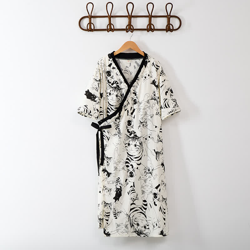 Ownkoti Country Style Padded Tie Nightgown with Pocket - image 2