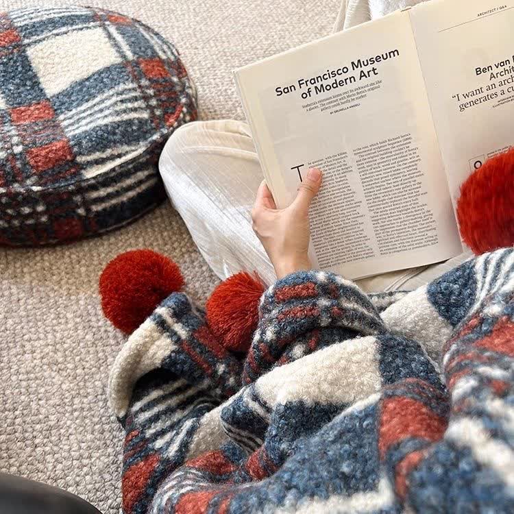 Ownkoti Blue and Red Plaid Throw Blanket - image 3