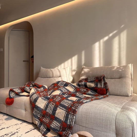 Ownkoti Blue and Red Plaid Throw Blanket - Blue - 59"W x 70"L - image 0