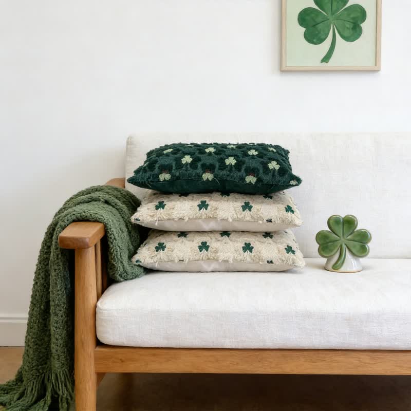 Ownkoti Shamrock Embroidered Throw Pillow Cover - image 3