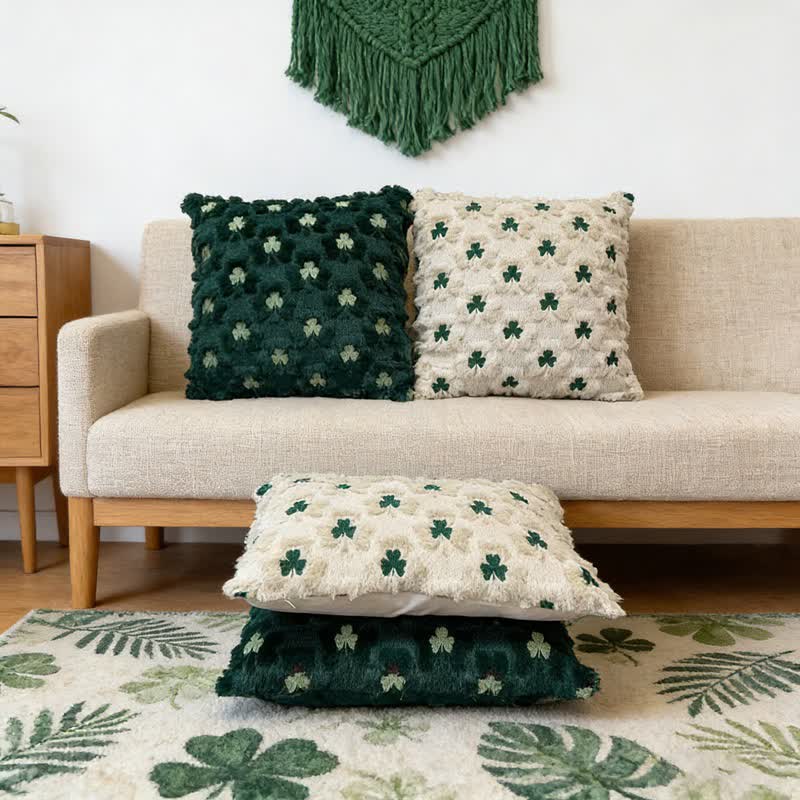 Ownkoti Shamrock Embroidered Throw Pillow Cover - image 0