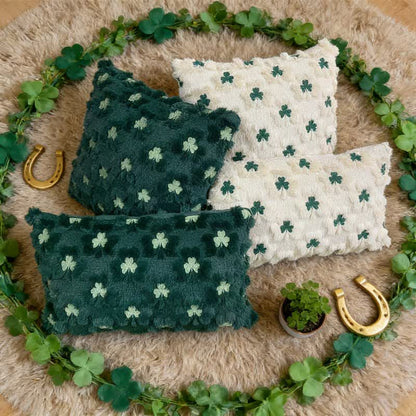 Ownkoti Shamrock Embroidered Throw Pillow Cover - Set (White x 1 & Green x 1) - 17" x 17" + 12" x 19" - image 2