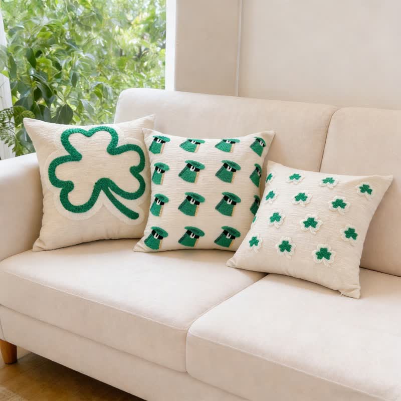 Ownkoti Festive Irish Shamrock Throw Pillow Cover - Set (3 Patterns) - 3PCS - 18" x 18" - image 0