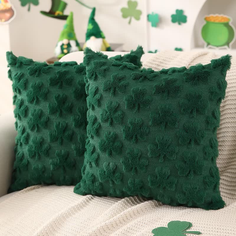 Ownkoti Solid Shamrock Jacquard Throw Pillow Cover(2PCS) - Green - 18" x 18" - image 2