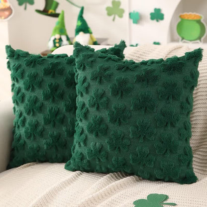 Ownkoti Solid Shamrock Jacquard Throw Pillow Cover(2PCS) - Green - 18" x 18" - image 2