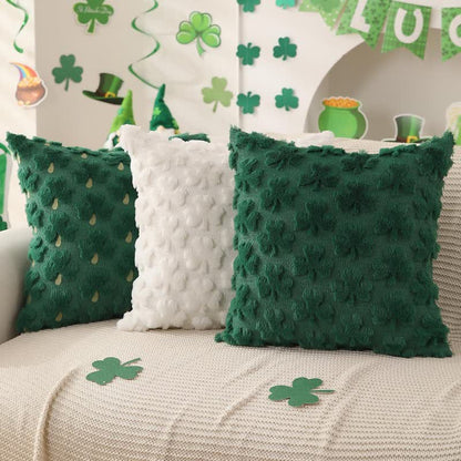 Ownkoti Solid Shamrock Jacquard Throw Pillow Cover(2PCS) - Set (Green & White) - 18" x 18" - image 0