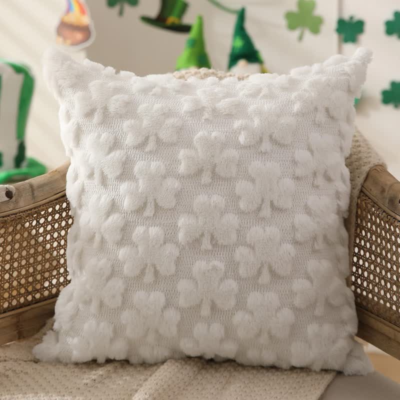 Ownkoti Solid Shamrock Jacquard Throw Pillow Cover(2PCS) - White - 18" x 18" - image 5