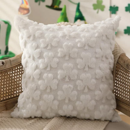 Ownkoti Solid Shamrock Jacquard Throw Pillow Cover(2PCS) - White - 18" x 18" - image 5