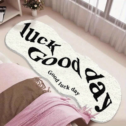 Ownkoti Good Luck Day Bedside Rug - White - 31" x 63" - image 0