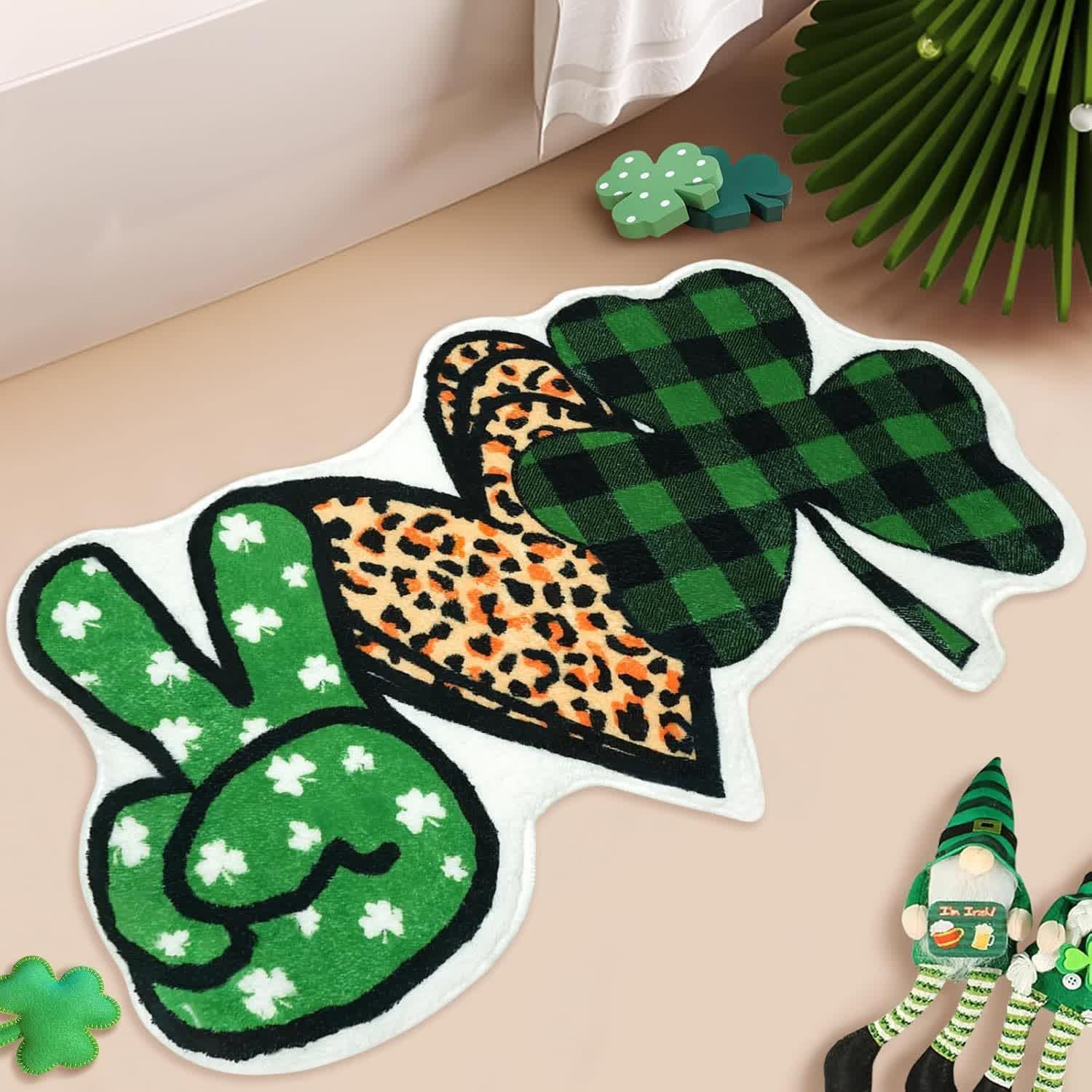 Ownkoti St. Patrick's Day Shamrock Theme Rug - Yes Love and Clover - 31" x 47" - image 1