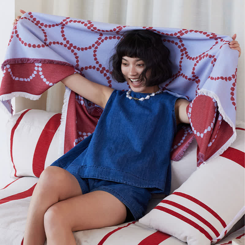 Ownkoti Reversible Circle Pattern Tassel Throw Blanket - image 7