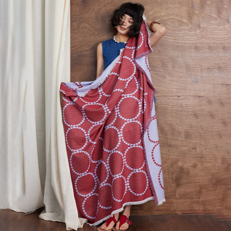 Ownkoti Reversible Circle Pattern Tassel Throw Blanket - image 3