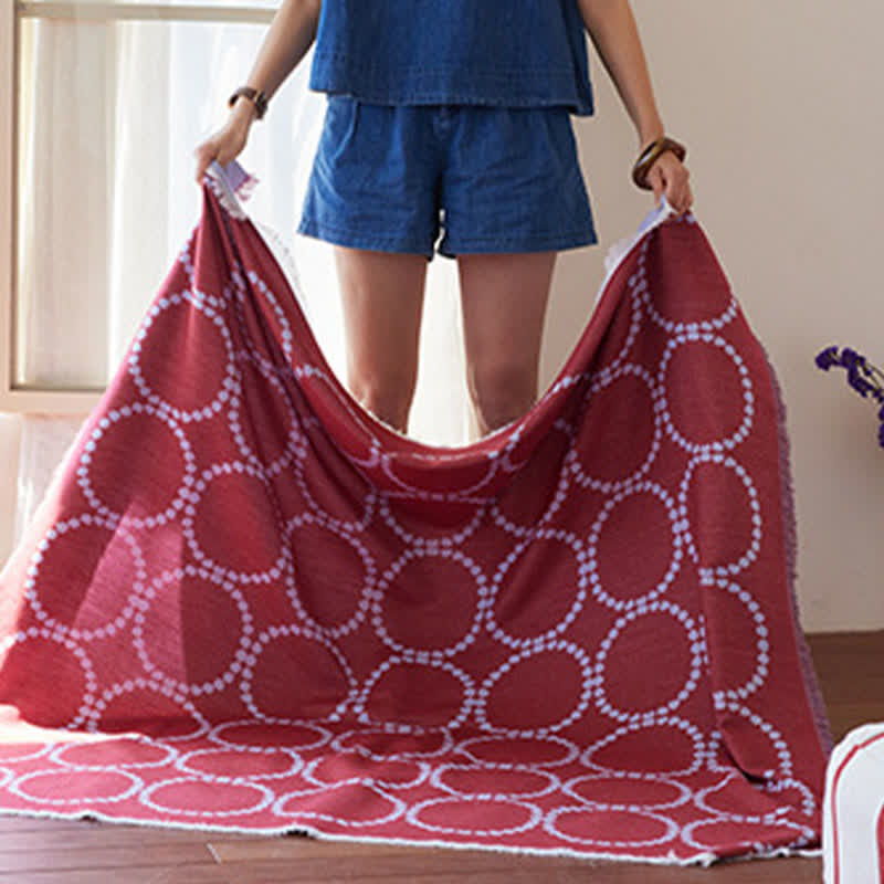 Ownkoti Reversible Circle Pattern Tassel Throw Blanket - image 4