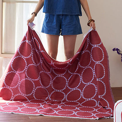 Ownkoti Reversible Circle Pattern Tassel Throw Blanket - image 4