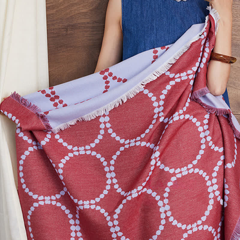 Ownkoti Reversible Circle Pattern Tassel Throw Blanket - image 5