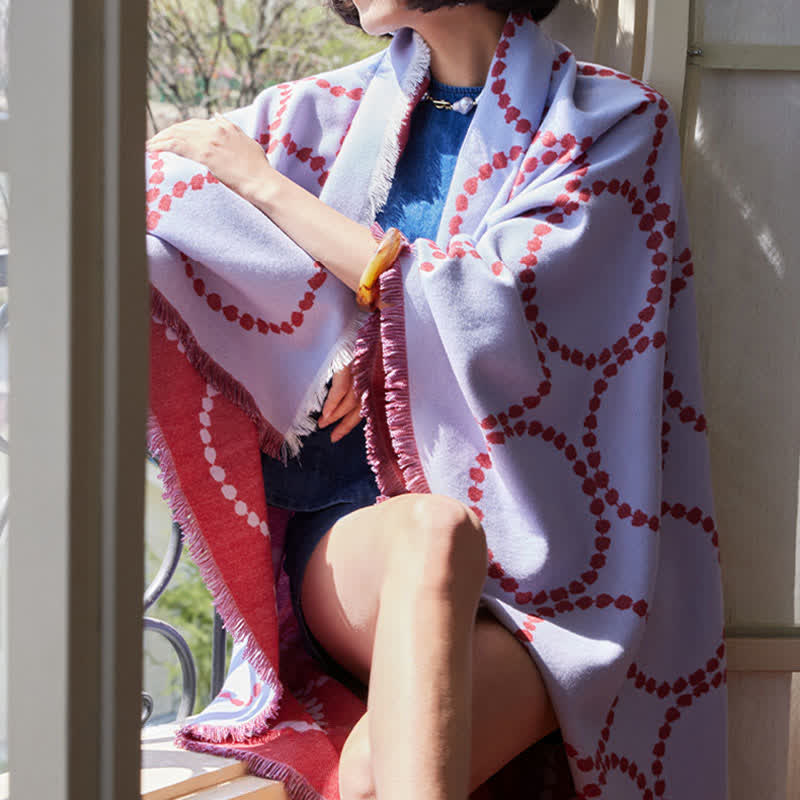 Ownkoti Reversible Circle Pattern Tassel Throw Blanket - image 8