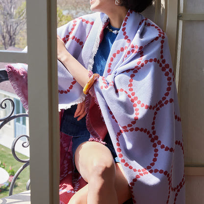 Ownkoti Reversible Circle Pattern Tassel Throw Blanket - image 11