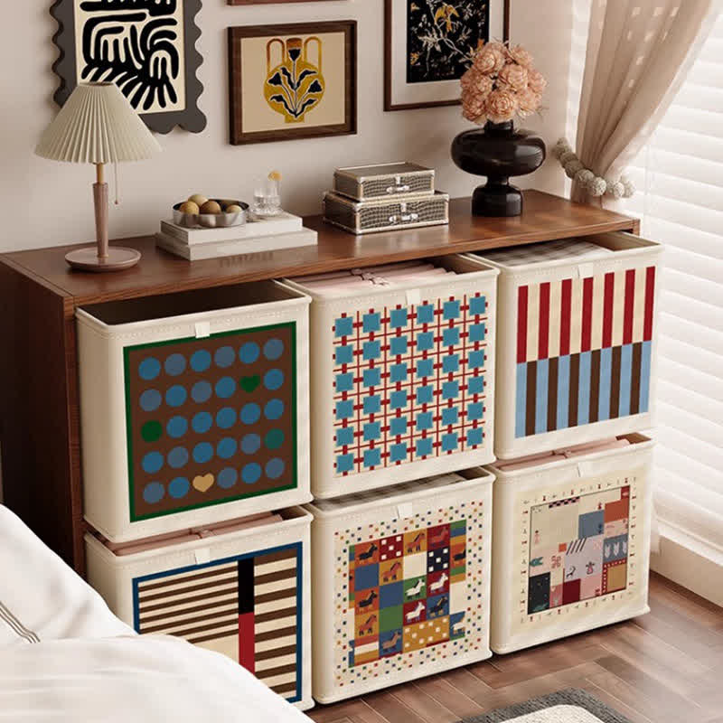 Ownkoti Red & Blue Striped Fabric Storage Basket - image 2