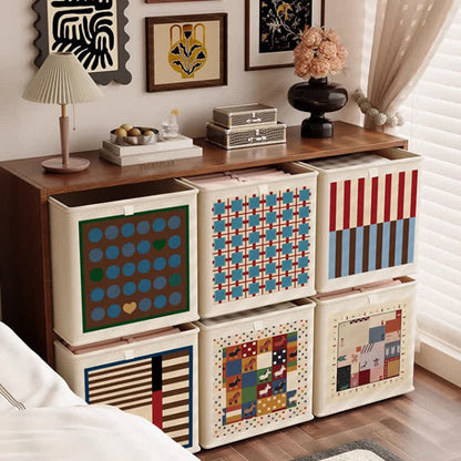 Ownkoti Red & Blue Striped Fabric Storage Basket - image 2