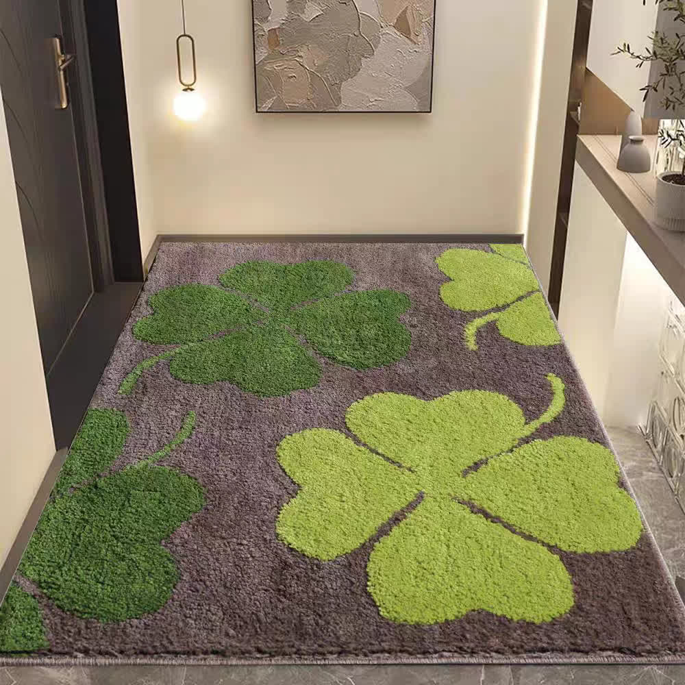 Ownkoti Fresh Four-Leaf Clover Floor Rug - Rust Red - 31" x 47" - image 1