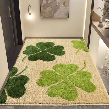 Ownkoti Fresh Four-Leaf Clover Floor Rug - Beige - 31" x 47" - image 0