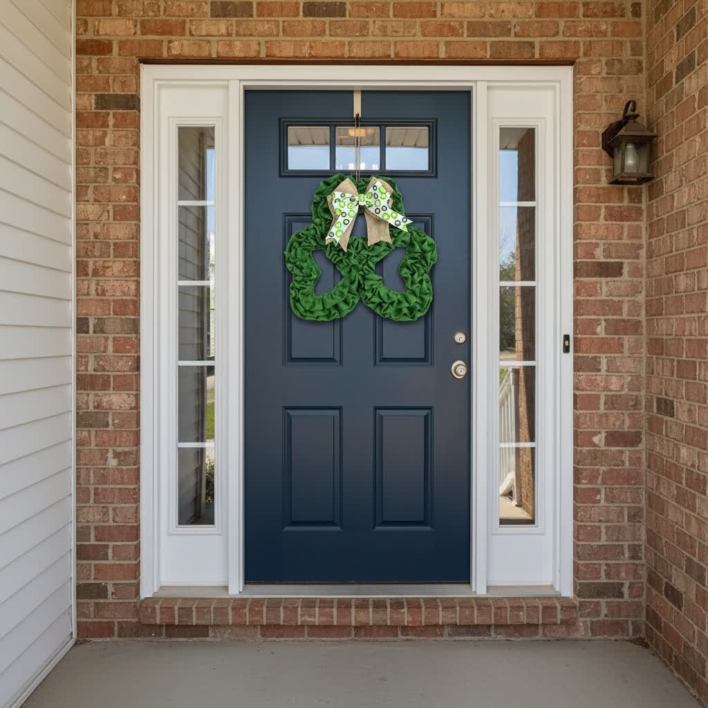 Ownkoti St. Patrick's Day Shamrock Burlap Wreath - image 0