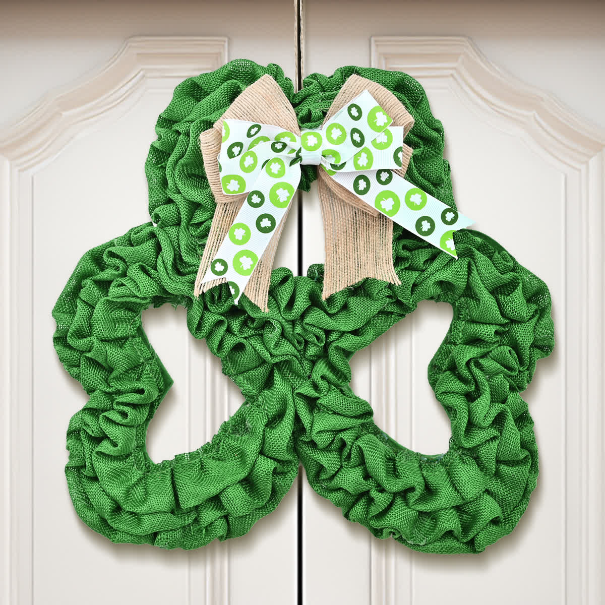 Ownkoti St. Patrick's Day Shamrock Burlap Wreath - image 3