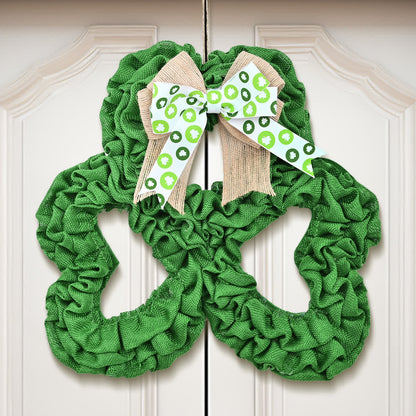 Ownkoti St. Patrick's Day Shamrock Burlap Wreath - image 3