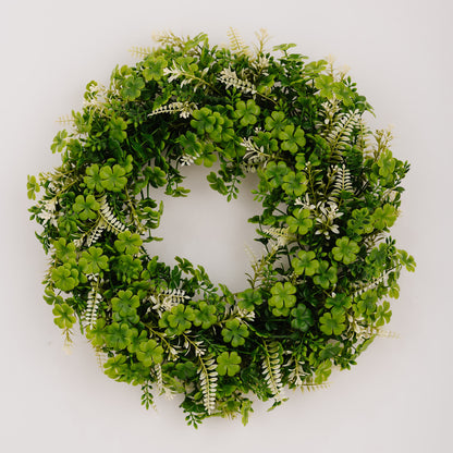Ownkoti St. Patrick's Day Artificial Four-Leaf Clover Wreath - Four-leaf Clover with White Leaves - 2PCS - 19" - image 9