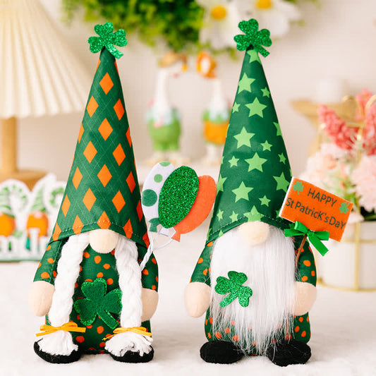 Ownkoti St. Patrick's Day Gnomes Plush Decor  - Set (2 Boys & 2 Girls) - 4PCS - 3"W x 2"L x 12"H - image 0