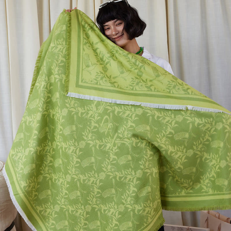 Ownkoti Green Artistic Botanical Tassel Throw Blanket - image 4