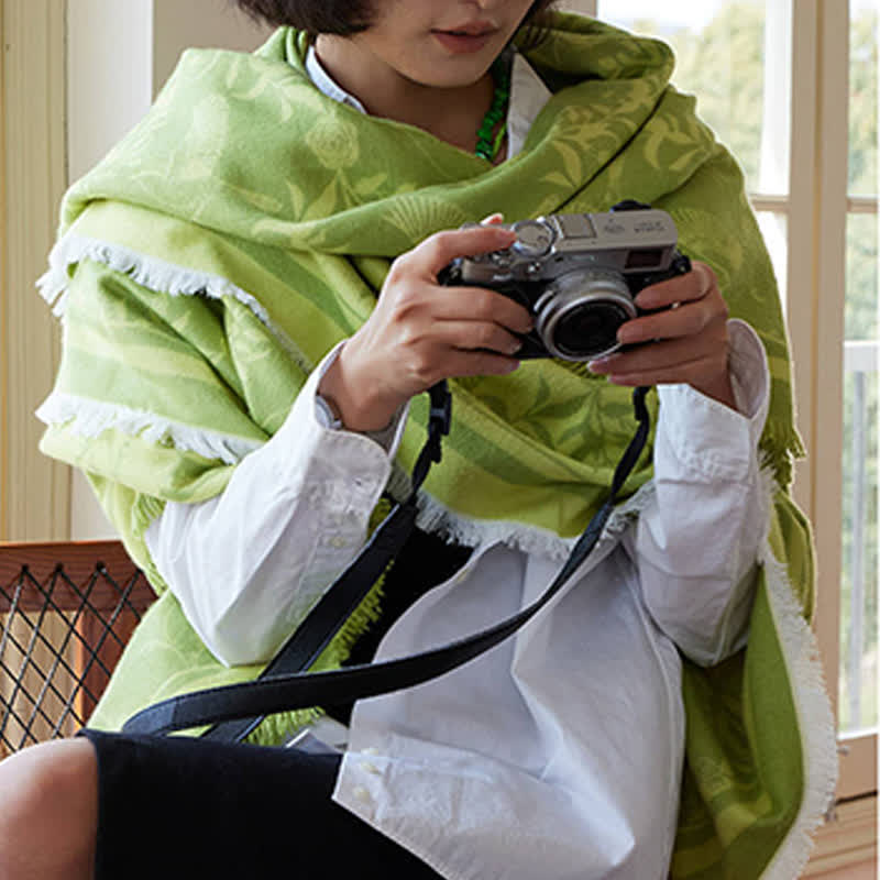 Ownkoti Green Artistic Botanical Tassel Throw Blanket - image 10