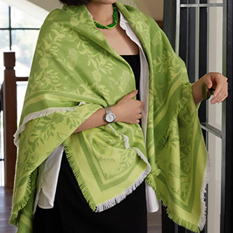 Ownkoti Green Artistic Botanical Tassel Throw Blanket - image 9