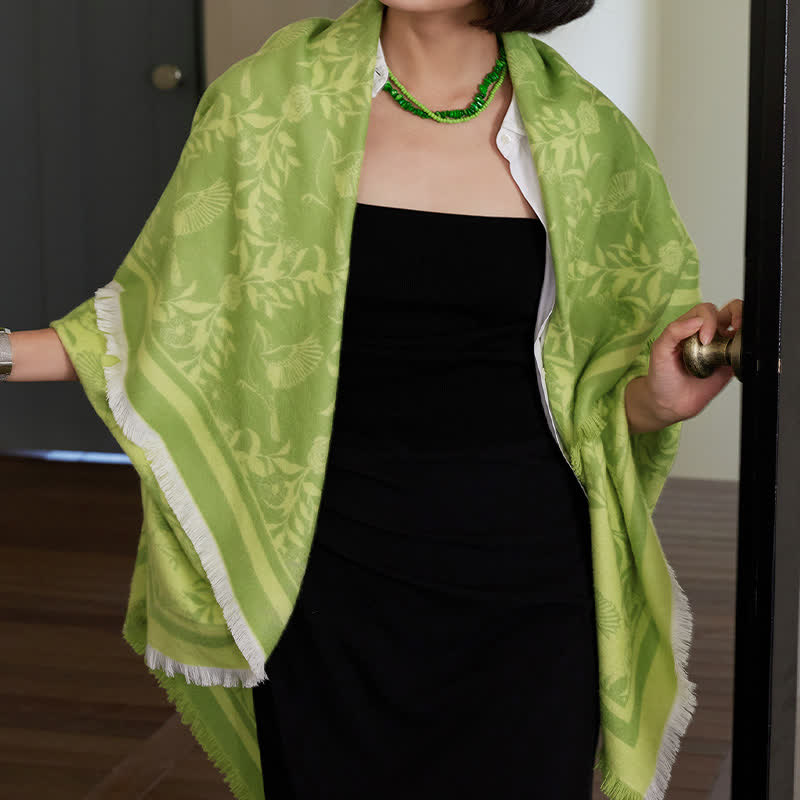 Ownkoti Green Artistic Botanical Tassel Throw Blanket - image 6