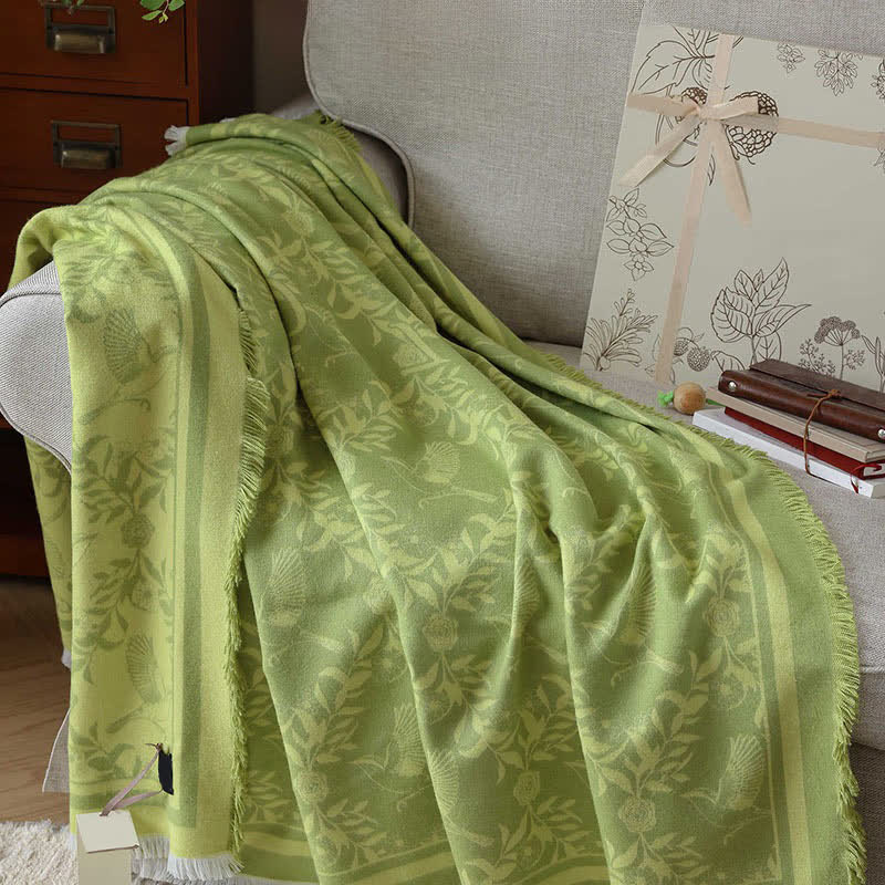 Ownkoti Green Artistic Botanical Tassel Throw Blanket - Green - 51"W x 51"L - image 0