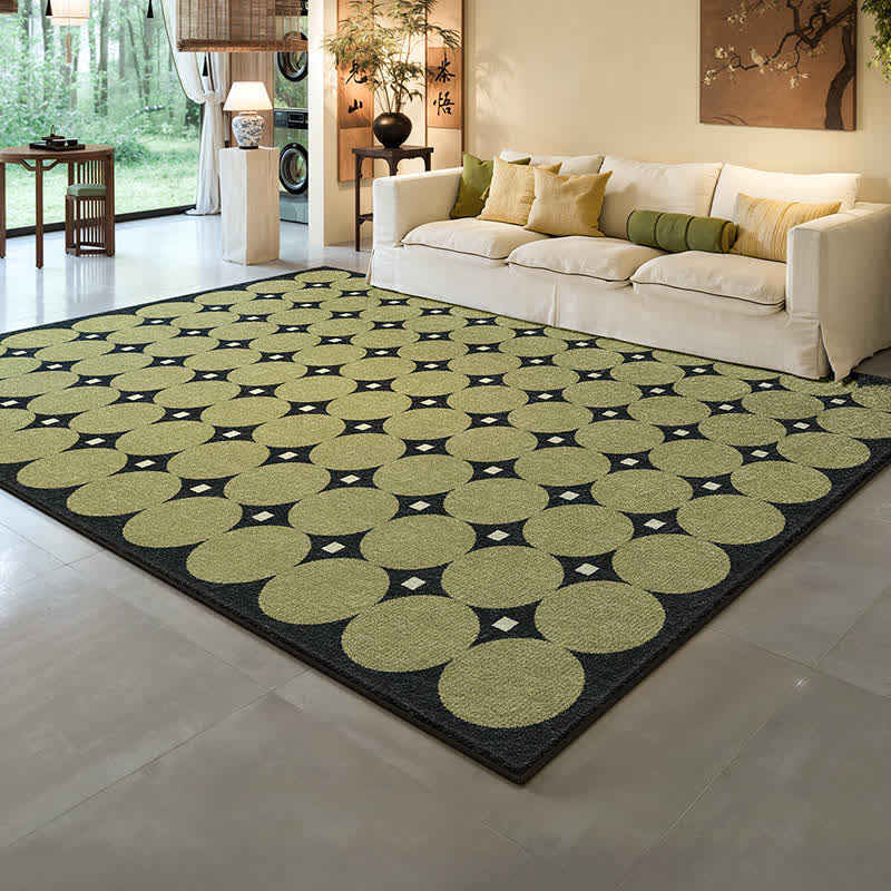 Ownkoti Circle & Square Pattern Area Rug - Green - 63"W × 90"L - image 0