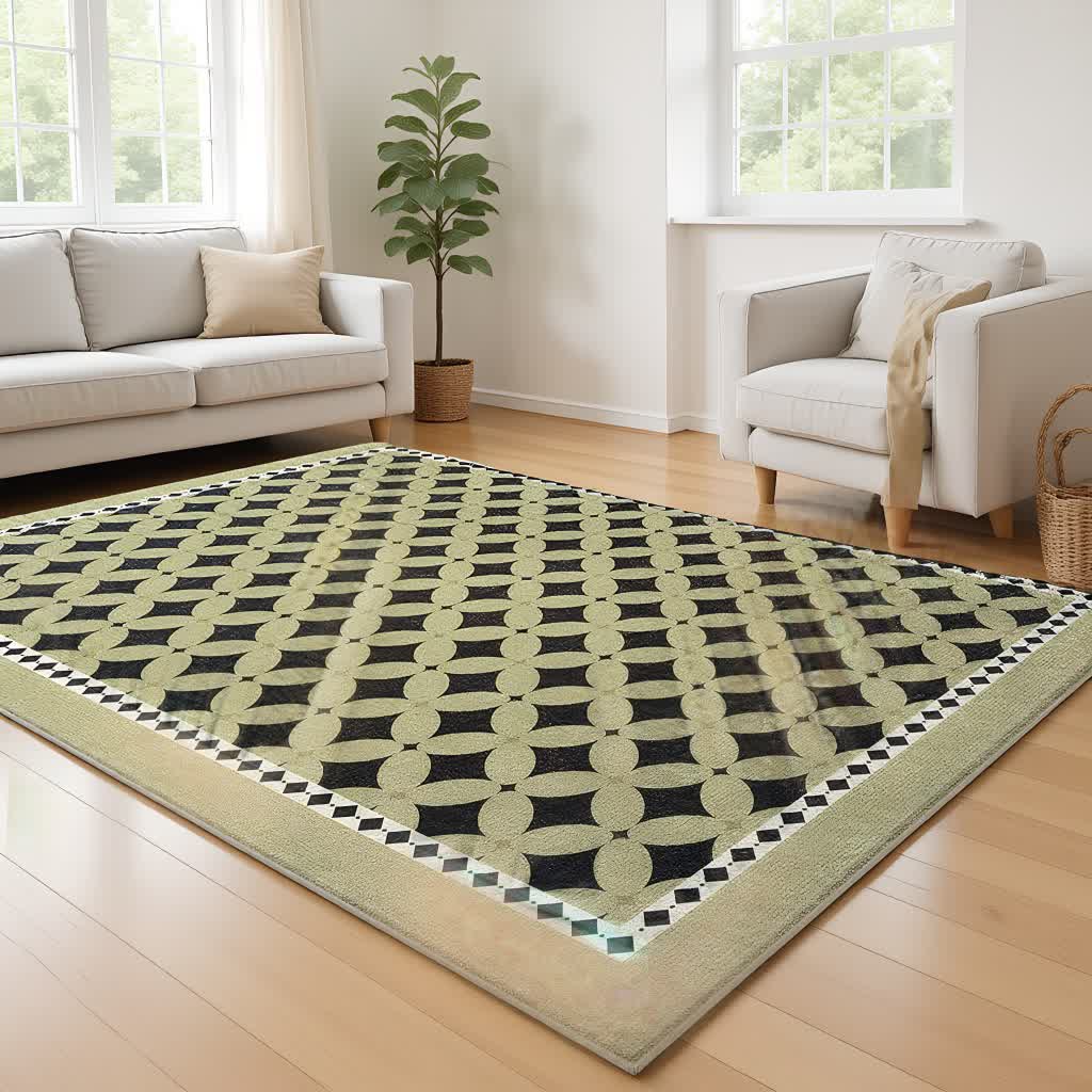 Ownkoti Green Geometric Diamond Area Rug - image 1