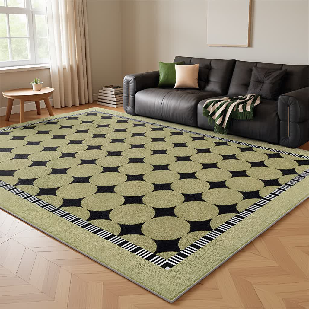 Ownkoti Green Circle & Line Area Rug - image 0