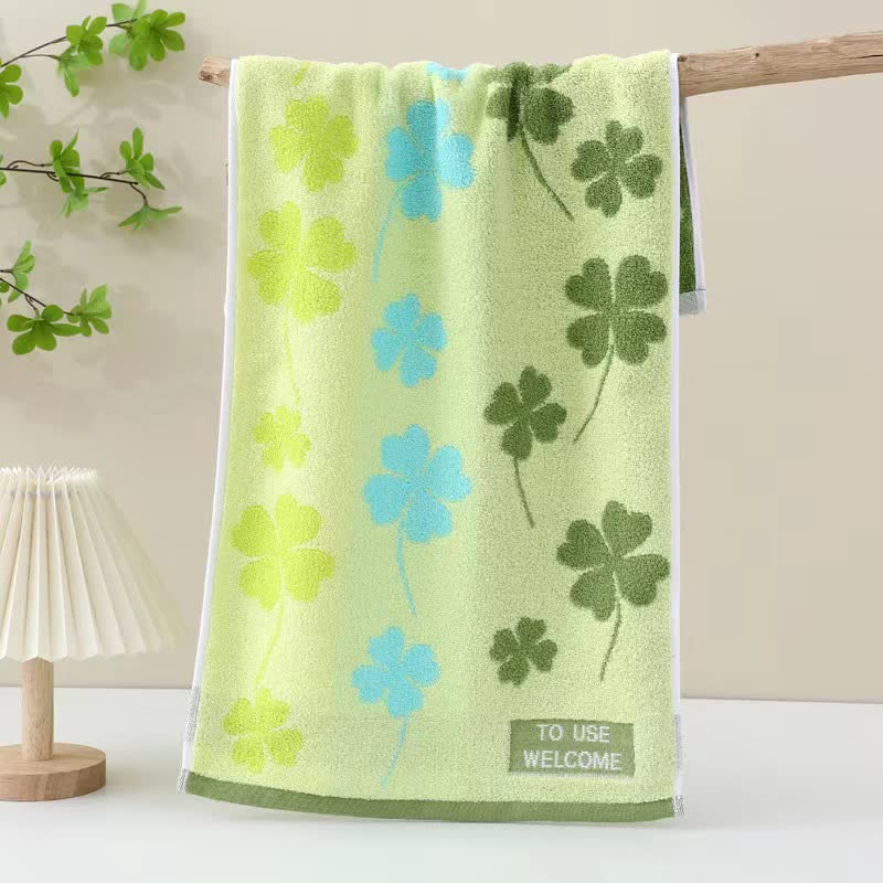 Ownkoti Four-Leaf Clover Pure Cotton Towel(2PCS) - Green - 29" x 13" - image 2