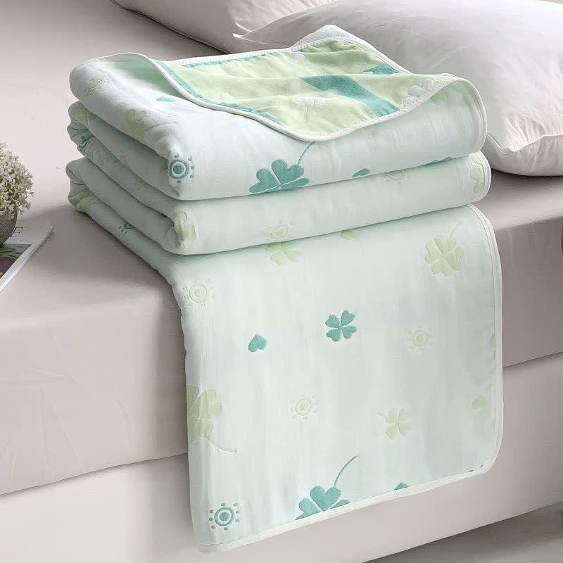 Ownkoti Four-Leaf Clover Cotton Gauze Blanket - 79"W x 94"L - image 0