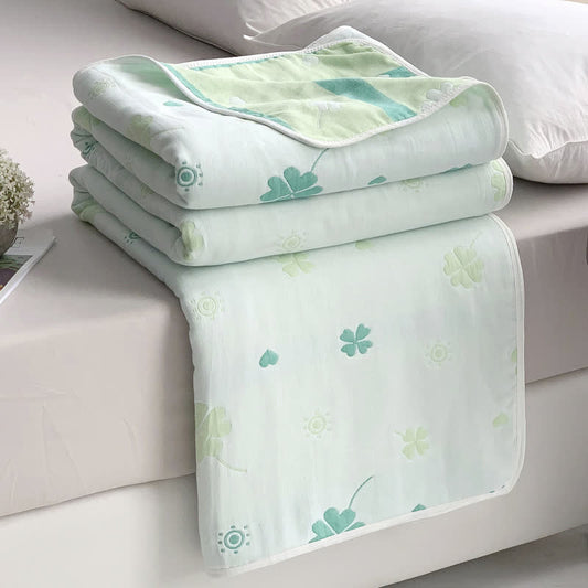 Ownkoti Four-Leaf Clover Cotton Gauze Blanket - 79"W x 94"L - image 0