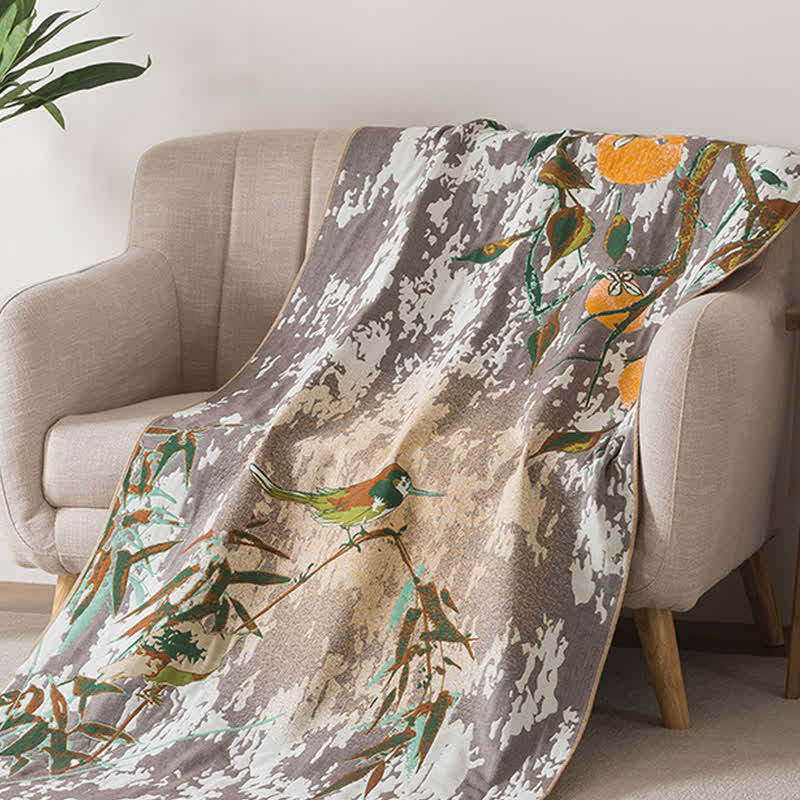 Ownkoti Bamboo Leaf & Bird Cotton Gauze Bath Towel - image 1